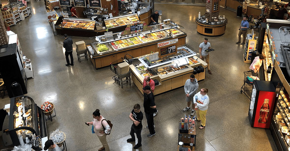 Aerial View of Prepared Foods and Starbucks Departments